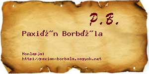 Paxián Borbála névjegykártya