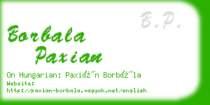 borbala paxian business card
